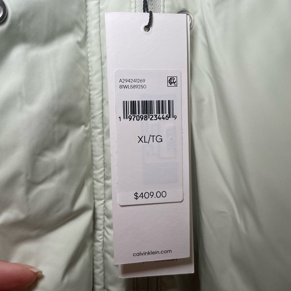 Calvin Klein Long Down Puffer Jacket sz XL - Picture 4 of 14